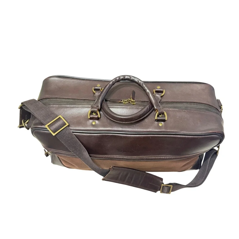 Hartmann‎ Vintage Suitcase Duffle Brown Luxe Collection Leather Canvas Plaid